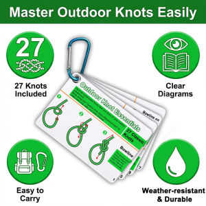 Rock Climbing Knot Cards Includes 27 Rope Knotswith Mini Carabiner to ClippingWaterproof Knot Tying Cards Ultimate Knot Guides