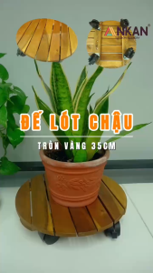 Đế Lót Chậu Cây Có Bánh Xe ANKAN Đế Để Chậu Cây Kệ Giá Đỡ Chậu Hoa Cây Cảnh Màu Vàng R35 Cm Tải 60kg Chính Hãng