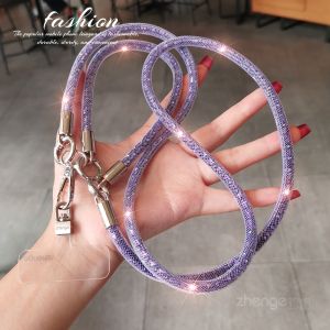High-End Sensation Diamond-Encrusted Crossbody Phone Chain Multi-Functional Detachable Three-Use Nylon Woven Line for Women Bag Strap Camera Hanging Rope