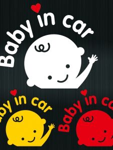 Personality Creative Reflection Hollow Car Stickers Waving Baby in Car Baby in Car behind Window Stickers Car Body Sticker