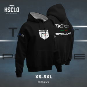 Hoodie Sweater Jumper HSCLO TAG HEUR PORCHE BLACK HOODIE Bahan Fleece Jaket Lengan Panjang Ukuran Jumbo Big Size XS S M L XL XXL 3XL 4XL 5XL