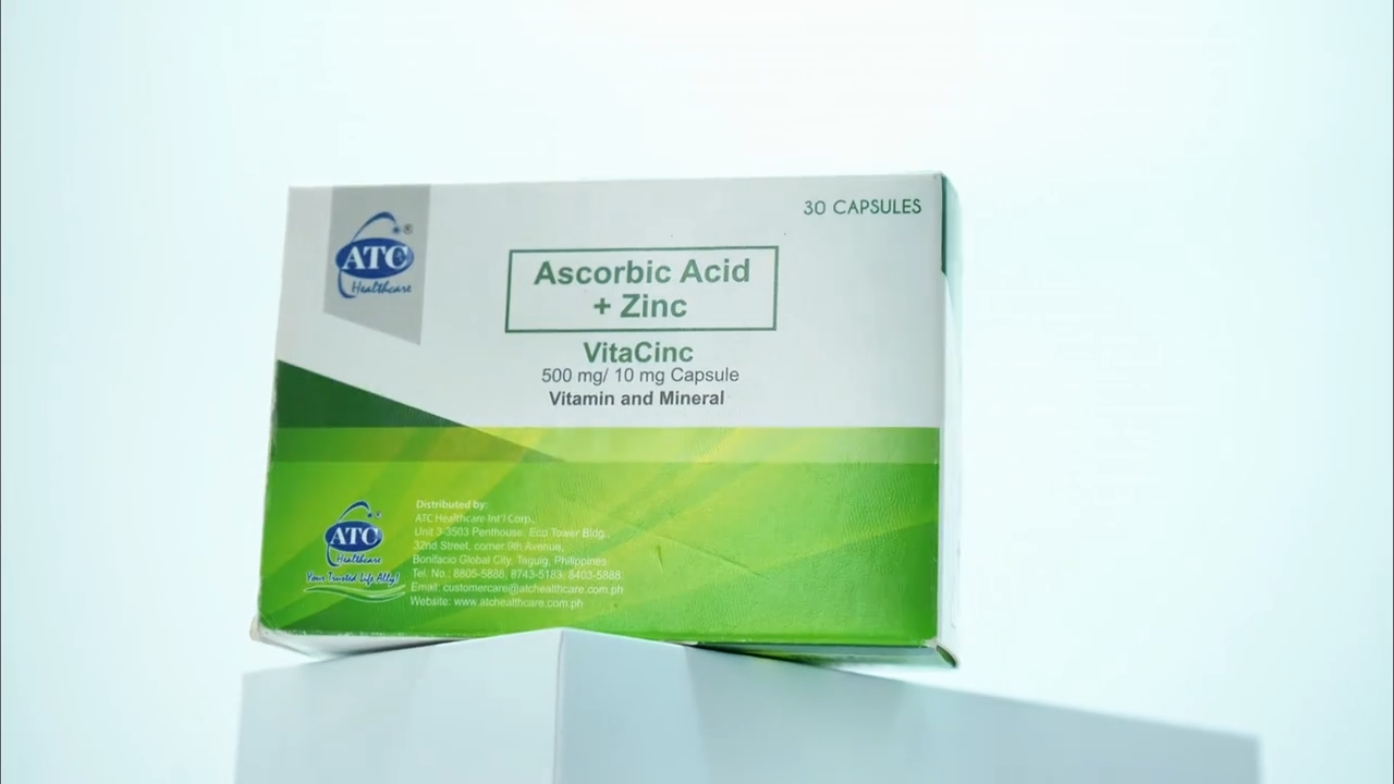 【Official Shipment】ATC VitaCinc 30s Vitamin C with Zinc (Ascprbric Acid+Zinc) FDA Approved Healthcare Supplement Vitamin Edible For Adult Original Authentic Immunity enhancement Skin whitening Collagen Antioxidation boost body function protective heart