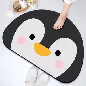 VIKAMA Little Penguin Diatom Mud Absorbent Mat Bathroom Non-slip Floor Mat Toilet Toilet Door Mat Sanitary Carpet