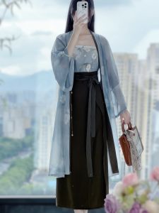 New Chinese Style Womens Outerwear Original Hanfu Song Dynasty Long Dry Temple Skirt Summer Edition Qingci Ceramic Design