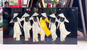👘 Tranh Sơn Mài Khảm Trứng - CÔ GÁI ÁO DÀI | Size 53x105 cm – Nét Đẹp Truyền Thống / Thanh Bình Lê