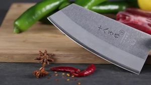 SHI BA ZI ZUO Chef  Chinese Vegetable Cleaver for Kitchen 7-inch Stainless Steel Kitchen  with Ergonomic Design Comfortable Wooden Handle