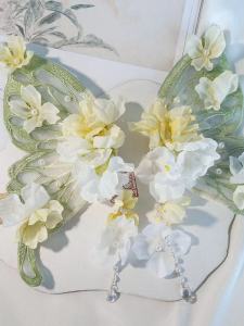 Sweet Butterfly Flower Hairpin Hanfu Ancient Costume Princess Elegant Headwear Silk Flower Pressed Back Hair Accessories