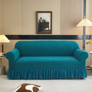 HOYAA Luxury Skirt Sofa Cover Stretchable Universal L Shape Sofa Slipcover 1/2/3/4 Seater Solid Color Couch Covers