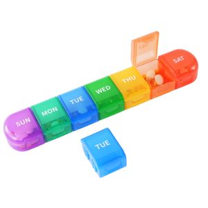 UNTIOR Weekly Pill Box Detachable 7 Compartments Tablets Holder Medicines Storage Case Drug Container Vitamin Fish Oil Organizer