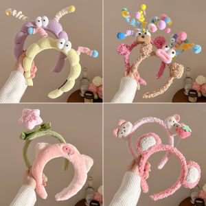 Cute Plush Hairband Womens Style 2024 New Autumn Winter Face Washing Hair Tie Headband Hair Accessory Fresh Outright Korean Style