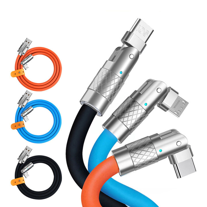 VAORLO Trò Chơi Sạc 120W 6A Siêu Nhanh Cáp Sạc 1.2M Silicone Lỏng 180 ...