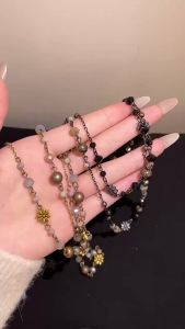 Dây Chuyền Nữ Nhiều Lớp Xếp Chồng Đính Hạt Thủy Tinh Hình Hoa Trang Sức Thời Trang Cao Cấp Phụ Kiện Áo Len Sang Trọng