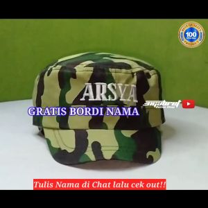 Topi komando anak loreng bordir nama umur 2-7tahun