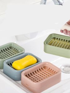 No-Drill Double Layer Soap Holder Bathroom Drain Creative Wall Mounted Soap Rack Bathroom Storage Shelf Suction Cup Soap Bar Holder