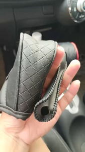Car Gear Shift Knob Protector Handbrake Cover PU Leather Grip Transmission Handle Anti-slip Auto
