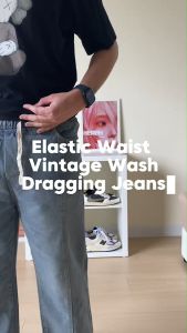 Relens กางเกงยีนส์ขายาว ยีนส์ฟอก วินเทจ เอวยางยืด กระเป๋าหน้า/หลัง M-2XL *พร้อมส่งทุกวัน* ทรงกระบอก รุ่นT3044