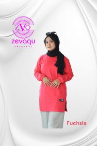 Atasan Kaos tunik polos warna fuchsia / Kaos polos tunik bahan katun combed 24s / Pakaian wanita / Atasan wanita