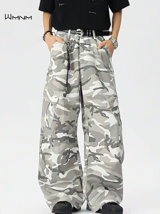 Mens high wasit wide leg pant for men camouflage loose soprt baggy pant