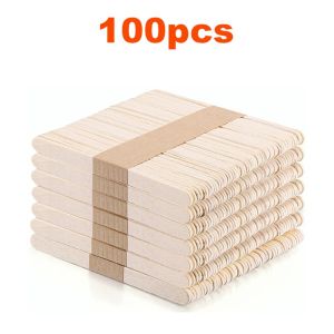 100/200pcs Natural Wooden Ice Cream Popsicle Sticks Wood Stick Ice Cream Spoon Hand Art Ice Cream Ice Cube Lollipop Cake Tools