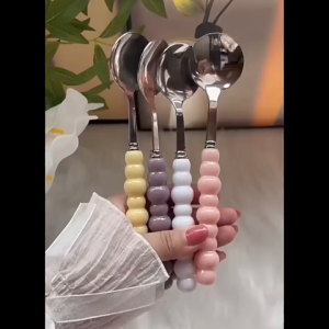 Sendok Stainless Bentuk Mutiara / Pearl Cutlery Aesthetic / Peralatan Makan Ala Korean Premium Tebal