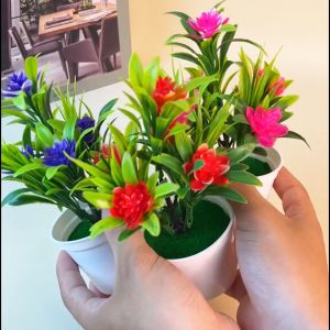 Sampai7an / PBP15 Pot Bunga Hias Plastik Tanaman Palsu Bonsai Dekorasi Rumah Lotus Flower Artificial Import Murah Terlaris Jakarta / COD