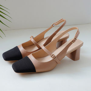 Chic Square Head High Heels Sandals for Women Medium Heel Thick Heel Shoes Fashionable Versatile Mary Jane Style Summer Shoes