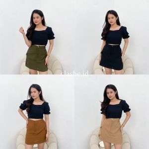 Yona Skirt Rok Cargo Pendek Wanita Crinkle Airflow Anti Lecek Korean Style Terbaru Kekinian Viral by Clashe