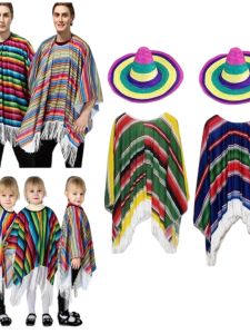 WUYIMEI | Parent-Child Use Colorful Ethnic Style Cape and Hat Set