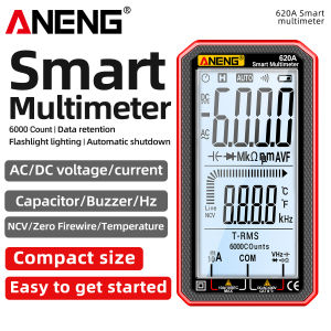 ANENG | ANENG 620A Smart Digital Multimeter 4.77" Full Screen 6000 Counts NCV Voltage Detector Anti Slip Silicone Shockproof Electrician
