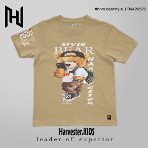 Kaos Anak Laki-laki HARVESTER Beruang Style Cream Usia 2-12 Tahun