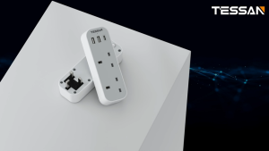 TESSAN SG - SG Safety Mark Slim Vertical Multi Wall Plug with 2 Mains Outlet and 2 USB & 1 USB C Port