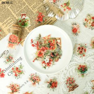 50PCS Rose Transparent Sticker Romantic Flowers Plants INS DIY Diary Mobile Phone Accounts Laptops Skateboards Graffiti Stickers