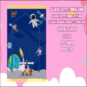 Javamana.jvm Sajadah Anak Custom Nama Laki Laki Perempuan Karakter Muslim Travel Kecil SD (COD)