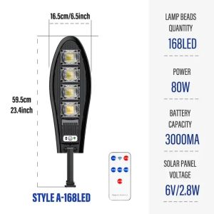 ESMARTER | Outdoor LED Solar Lights Garden Street Light With Motion Sensor and Remote Control Waterproof Wall Light for Garage Floodlight