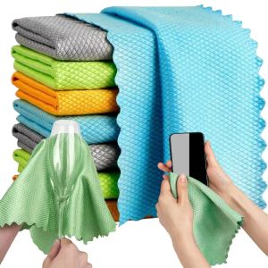 5/10 Chiếc Khăn Lau Kính Microfiber Không Có Xơ Cho Nhanh Chóng Lau Kính Cửa Sổ Thép Không Gỉ Bụi Kính Chắn Gió & Đánh Bóng Gương