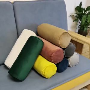 Velvet Cylindrical Pillow Solid Color Knit Fabric High Elastic Core Soft Hand Wash Multipurpose Home Sofa Bedroom Decor Pillow