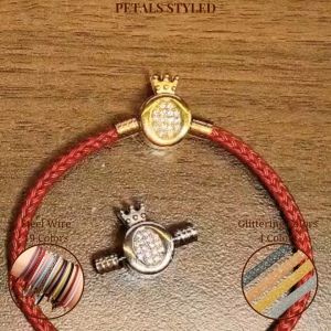 【PETALS_STYLED】 Steel Wire Glittering Crown Charm 3MM Bracelet