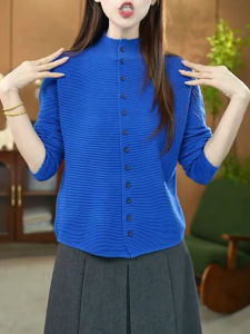 QINGNAER | Plus Size Elastic Knit Sweater Cardigan