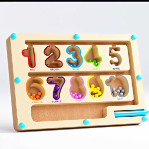 Magnetic Maze Color Number Sorting Counting Board Wooden Kids Educational Montessori Fine Motor