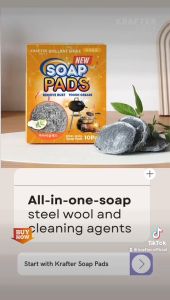 【INSTOCK SG】 Korea  All-in-one rust Multi-Use Soap Pads  (10Pads/Box)  /Antibacterial/ Enzyme/ Quick Dry Bubble Loofah Wool Steel Pad