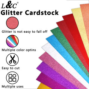L&C Premium Art Glitter Cardstock Paper - 250gsm A4 Size (10/12 Sheets) - Sparkling Flash Board for Crafts Scrapbooking & DIY Projects
