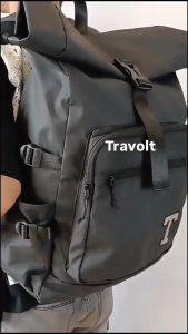 Backpack Roll Top - Travolt - Tas Ransel Gulung - gemblok - Anti Air - WaterProof - Laptop - Hitam