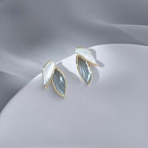 Silver Needle Leaf Earring 七里一抹蓝银针耳环叶子蓝白小众设计S925耳环