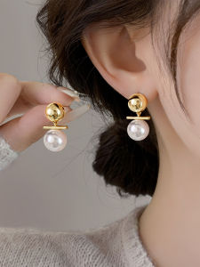 Pianist | Golden French Style Pearl Earrings S925 Sterling Silver
