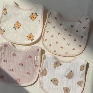 Baby U Shaped Cotton Drool Bibs with Double Side Super Absorbent 6 Layers Bib for Baby