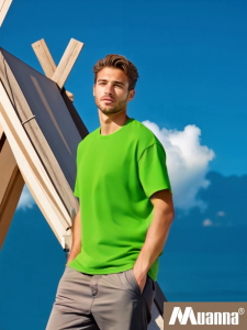 Mens solid color T-shirt round neck top sports street large size clothes