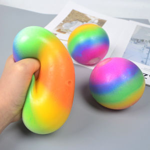 Creative Gradient Rainbow Flour Stress Relief Ball Toys Squeeze Slow Rebound Prank Ball for Kids Finger Training Toy Ball Gifts
