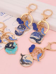 Móc Khóa Whales Blue Creative Cultural Gift 2024 Year of Dragon New Year Student Pendant Decorations Metal Alloy Chinese Style