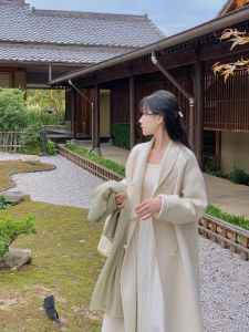 New Chinese Style Womens Knitted White Dress Elastic Slim Fit Long Sleeve Inner Wear Base Skirt Autumn Winter Fashion Ladies Gown