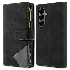 szhaiyu | For Samsung Galaxy Z Fold 8 Ultra Z Fold 8 7 6 5 4 Leather Zipper Phone Case With Line Splicing Card Slot Shockproof Back Cover